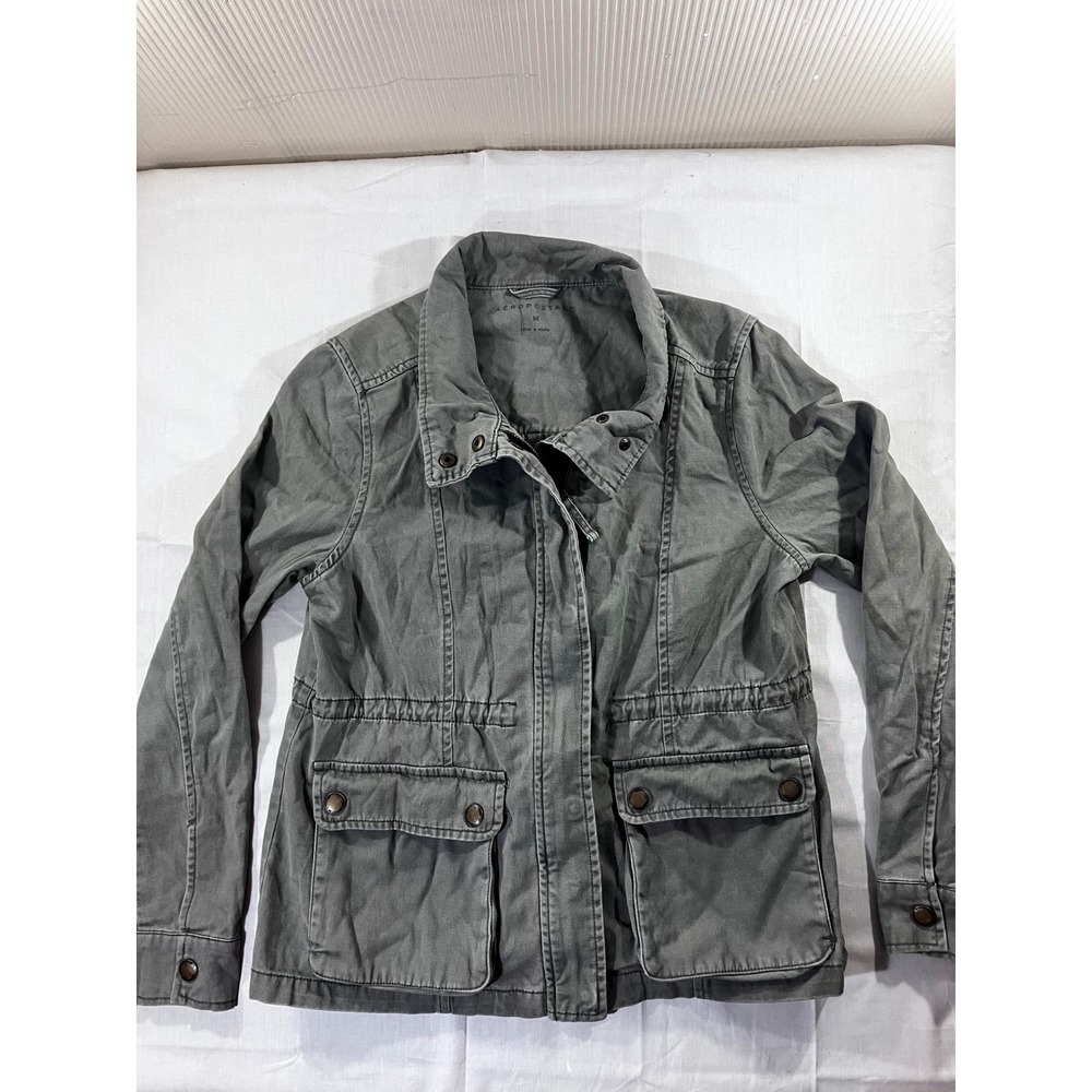 Aeropostale Gray Utility Jacket Women's‎ Size Medium Cotton Cargo Pockets